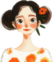 温かみのあるクレヨンによる女性科学者のポートレート