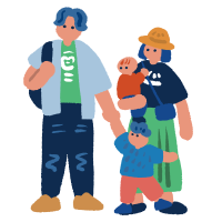 Colorful and flat hand drawn people_family