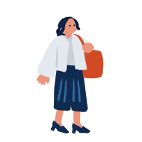 Colorful and flat hand drawn people_woman with a bag