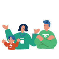 Colorful and flat hand drawn people_simple and flat parent and child