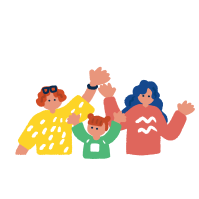 Colorful and flat hand drawn people_simple and flat parent and child