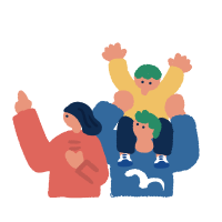 Colorful and flat hand drawn people_simple and flat parent and child