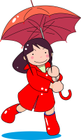 A girl with an umbrella in the rainy season