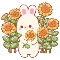 Rabbit with sunflowers