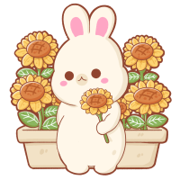 Rabbit with sunflowers
