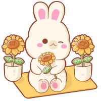 Rabbit with sunflowers