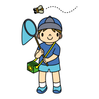 Clip art of boy catching insects