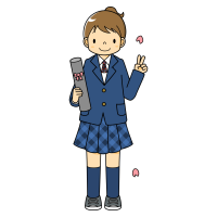 Clip art of girl in junior high school with diploma
