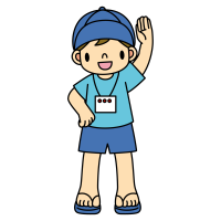 Clip art of boy doing radio calisthenics