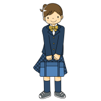 A middle school girl wearing a uniform and carrying a bag.