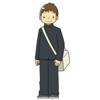 Clip art of boy in junior high school wearing school uniform and carrying a bag
