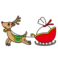 Clip art of reindeer pulling a Christmas sleigh