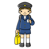 Clip art of boy wearing elementary school uniform and carrying school bag