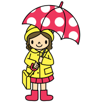 Clip art of girl wearing raincoat with umbrella