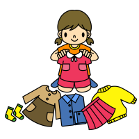 Clip art of a girl spreading clothes