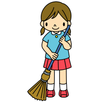 Clip art of girl sweeping floor with broom