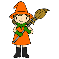Clip art of girl dressing up as witch for Halloween