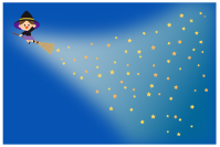 Cute witch background on a broomstick