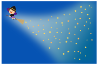 Cute witch background on a broomstick