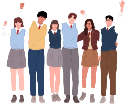 응원하는 학생들