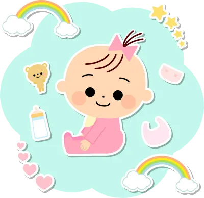 Cute baby girl and baby goods