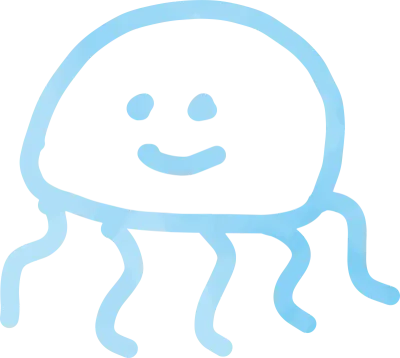水彩風の手書きのかわいいクラゲのイラスト