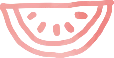 赤色の水彩風手書きの西瓜のイラスト