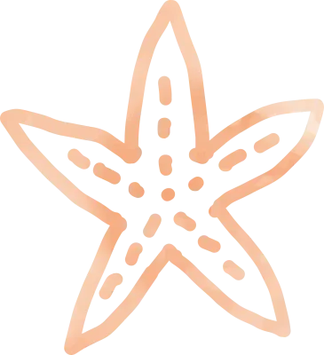 手書きの水彩風のオレンジ色のヒトデのイラスト