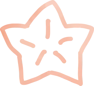 オレンジ色の水彩風のヒトデのイラスト