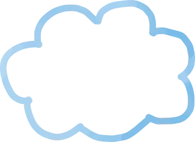 手書きの青色ラインの水彩の雲のイラスト