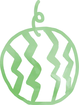 手書きの緑色のすいかのイラスト