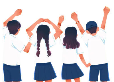 Happy Students Back View Illustration