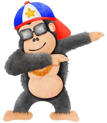 Gorilla Dapping wears a hip-hop hat.