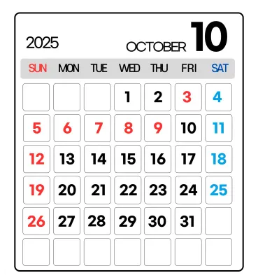 2025년10월달력