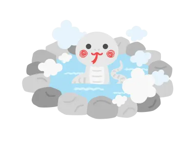 温泉に入る白蛇のキャラクター