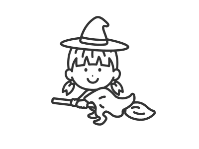 魔女の仮装をした女の子のイラスト