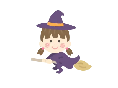 魔女の仮装をした女の子のイラスト