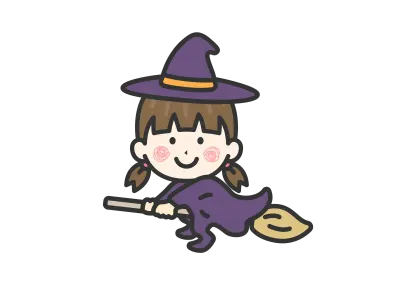 魔女の仮装をした女の子のイラスト