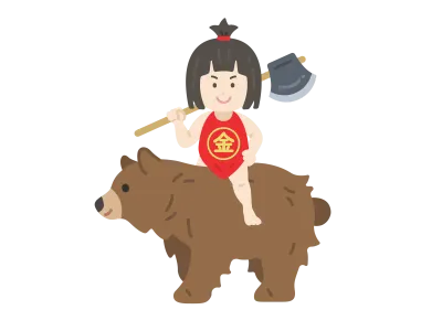 熊に乗った金太郎のイラスト