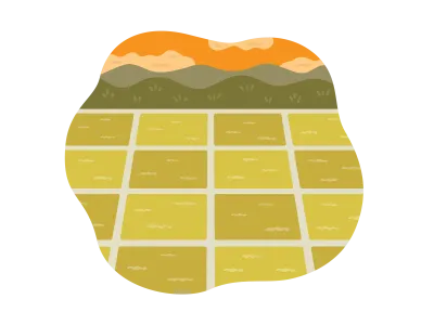 秋の田園風景のイラスト