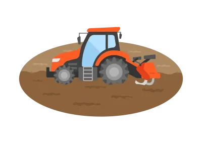 耕すトラクターのイラスト