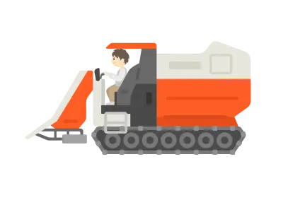 コンバインを操縦する男性のイラスト