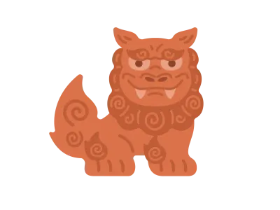 口を閉じたシーサーのイラスト