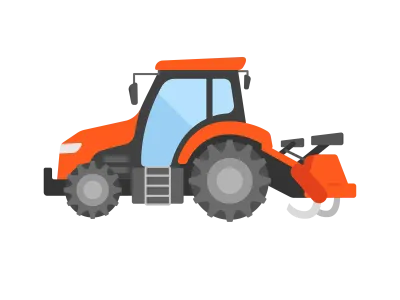 田起こしトラクターのイラスト