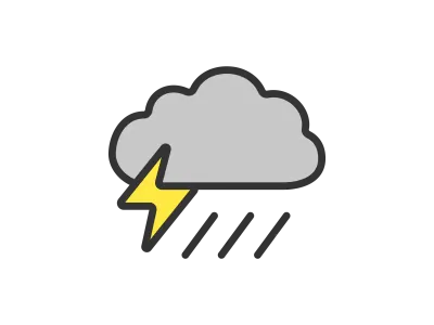 天気予報の雷雨のアイコンのイラスト