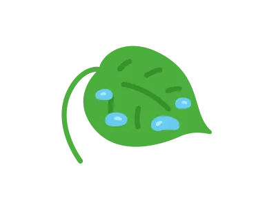 水滴のついた葉っぱのアイコンのイラスト