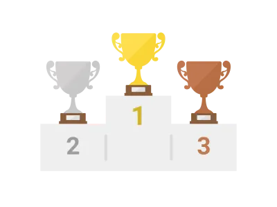 表彰台とトロフィーのイラスト