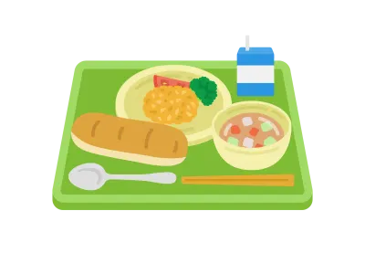 パンの日の学校給食のイラスト