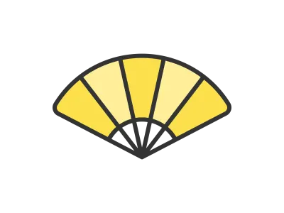 金色の扇子のアイコンのイラスト