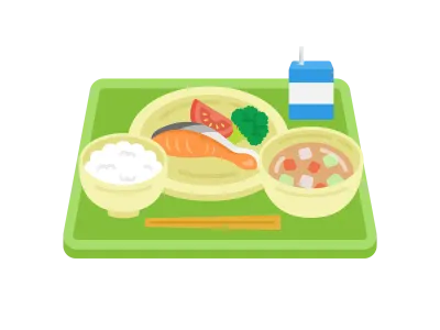 ご飯の日の学校給食のイラスト